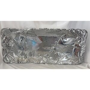 VTG NIB Arthur Court 10-1544 Duck Oblong Tray 1997 Mallard Aluminum w/Box